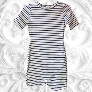 Iris White Bodycon Dress With Black Stripes Size XL